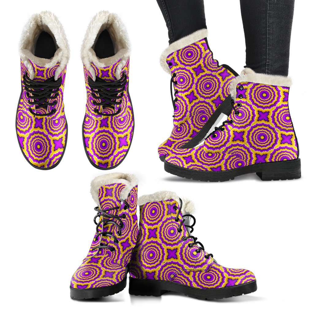 Optical illusion Expansion Faux Fur Leather Boots-JTAMIGO.COM