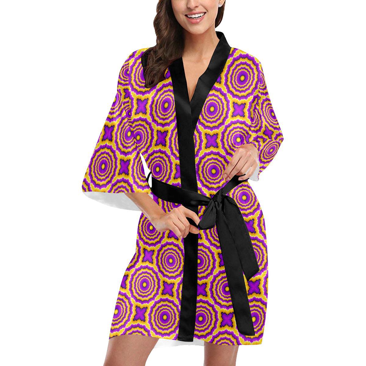 Optical illusion Expansion Women Short Kimono Robe