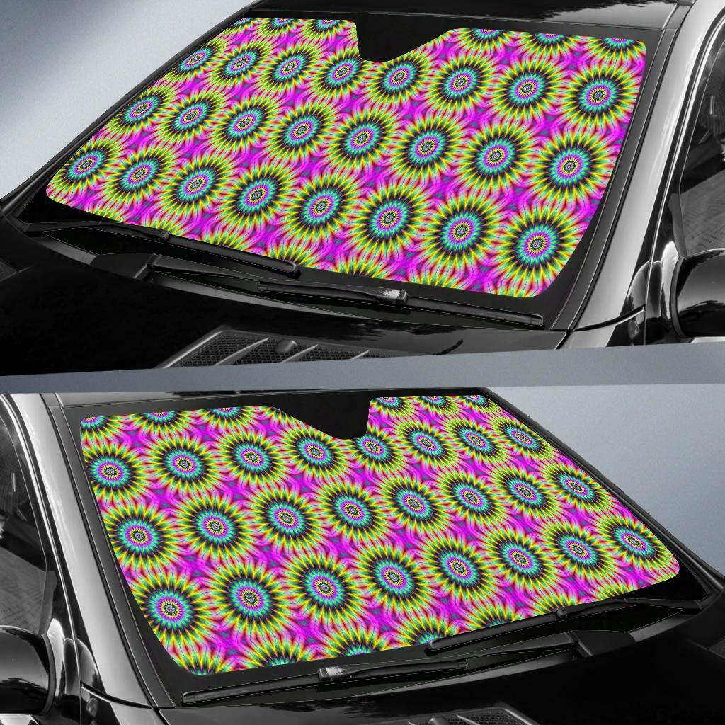 Optical Illusion Flower Rainbow Style Car Sun Shade For Windshield