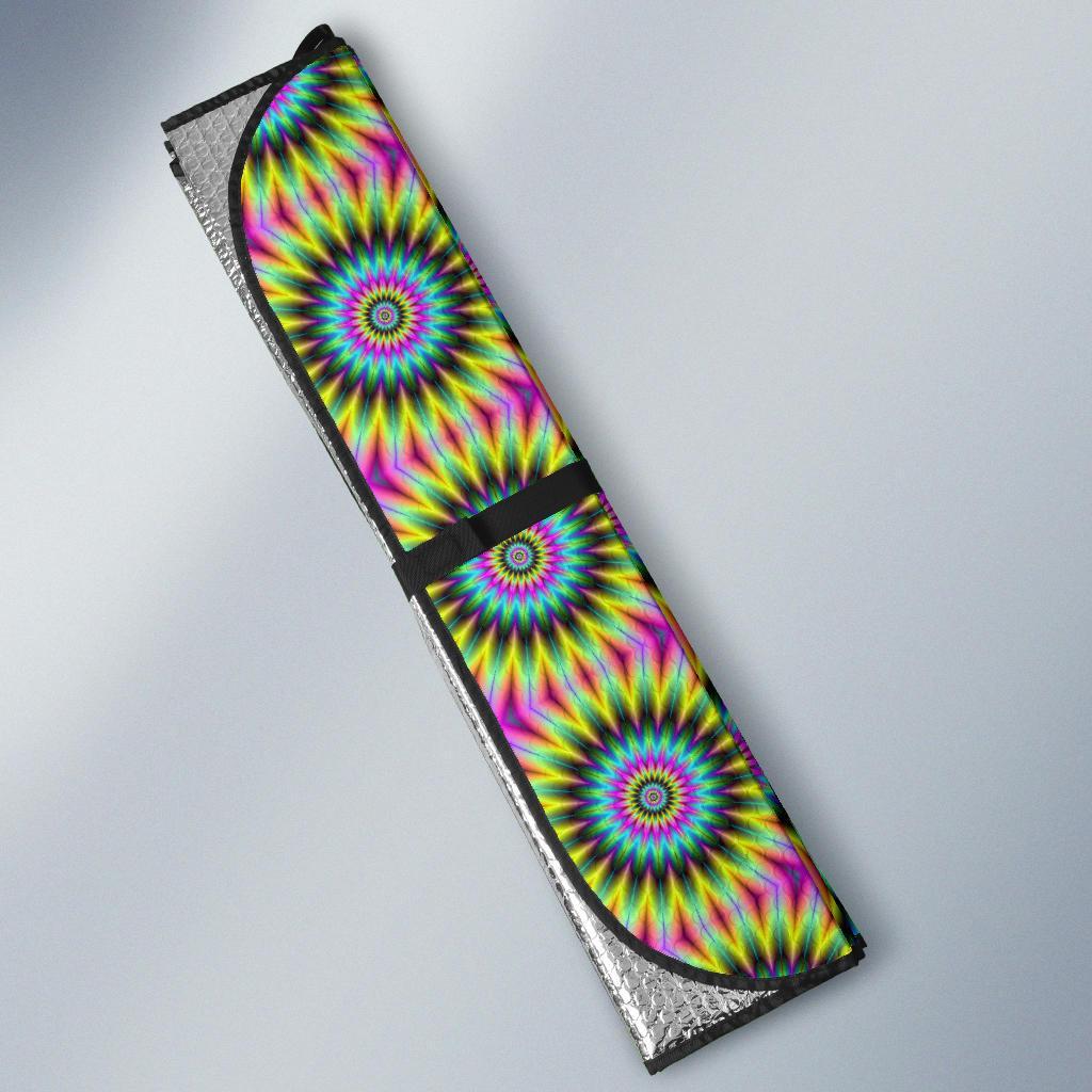 Optical Illusion Flower Rainbow Style Car Sun Shade For Windshield