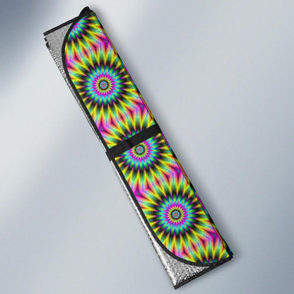 Optical Illusion Flower Rainbow Style Car Sun Shade For Windshield