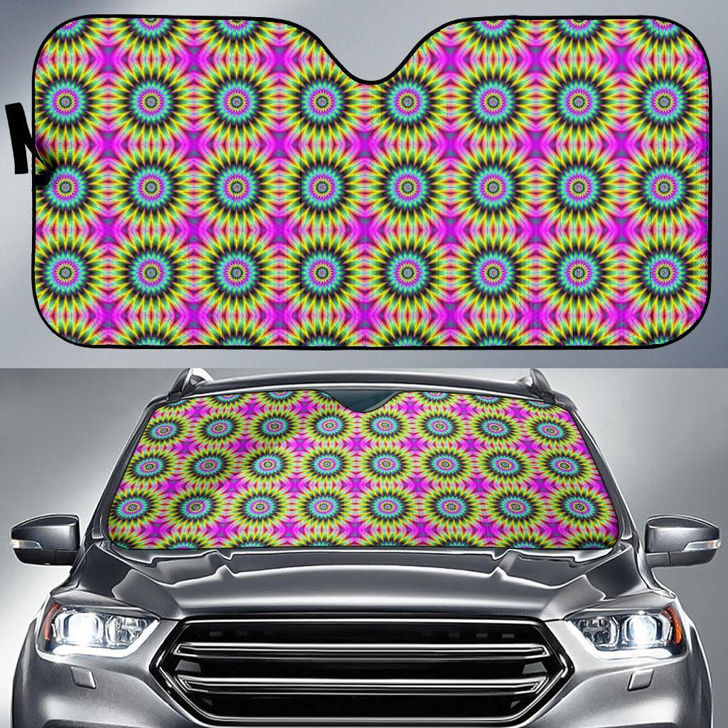 Optical Illusion Flower Rainbow Style Car Sun Shade For Windshield