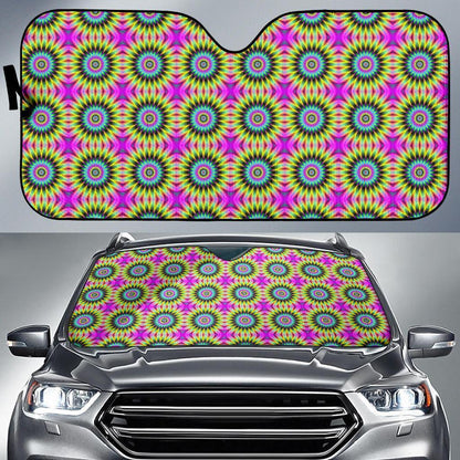 Optical Illusion Flower Rainbow Style Car Sun Shade For Windshield