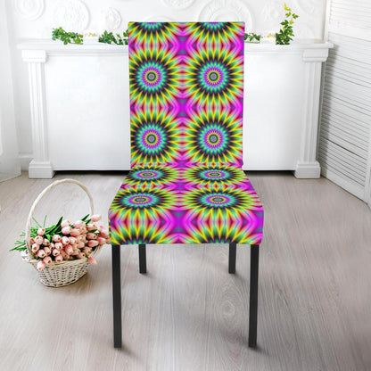 Optical illusion Flower Rainbow Style Dining Chair Slipcover-JTAMIGO.COM