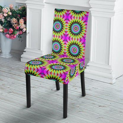 Optical illusion Flower Rainbow Style Dining Chair Slipcover-JTAMIGO.COM