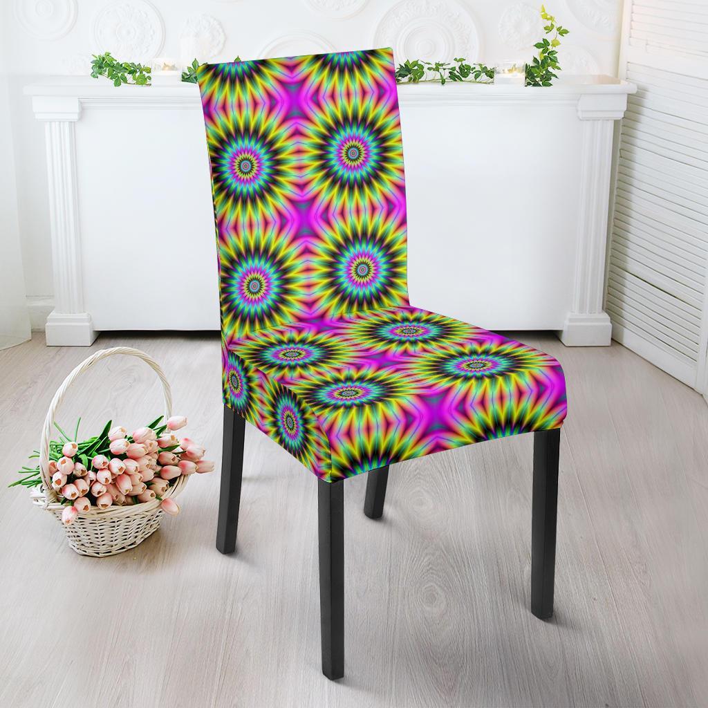 Optical illusion Flower Rainbow Style Dining Chair Slipcover-JTAMIGO.COM