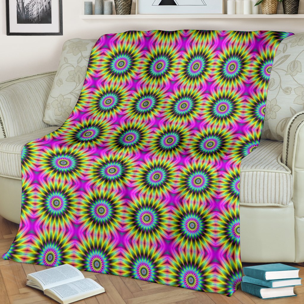 Optical illusion Flower Rainbow Style Fleece Blanket