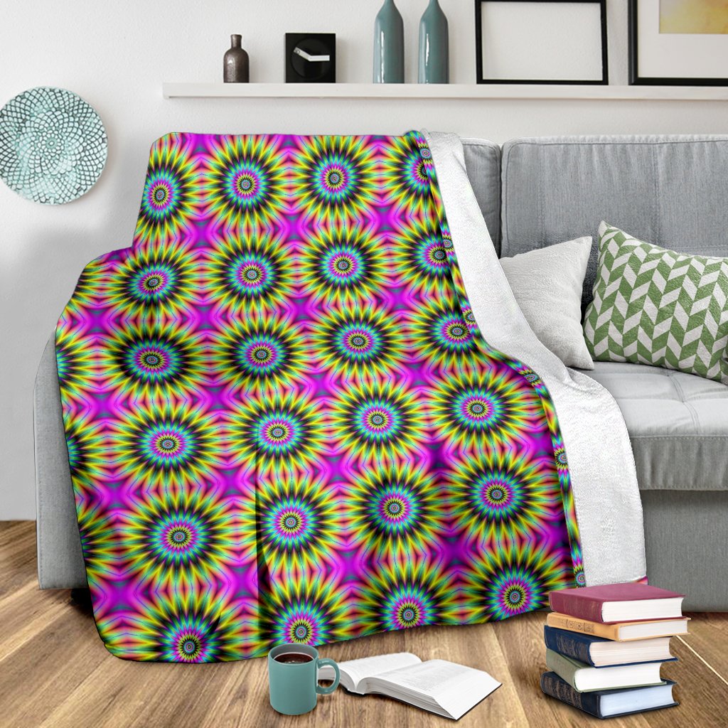 Optical illusion Flower Rainbow Style Fleece Blanket