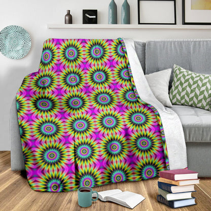 Optical illusion Flower Rainbow Style Fleece Blanket