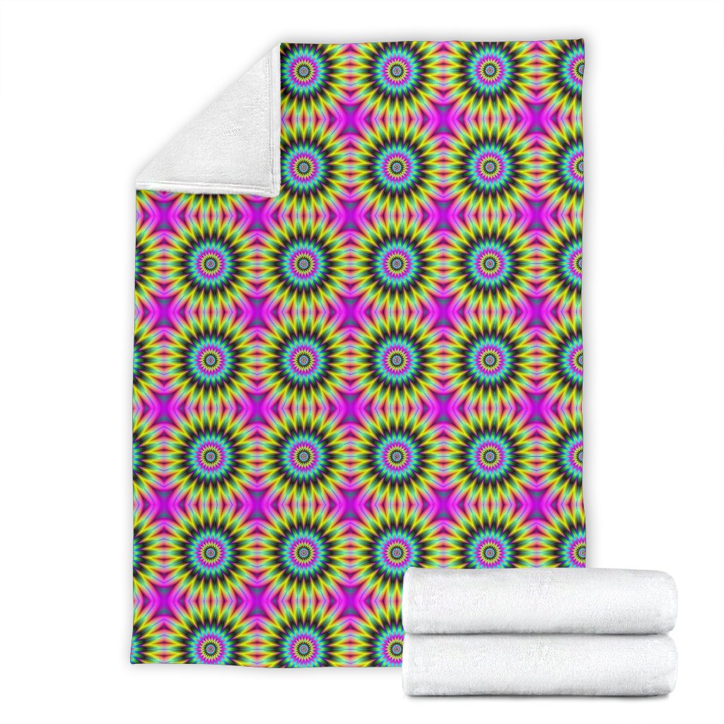 Optical illusion Flower Rainbow Style Fleece Blanket
