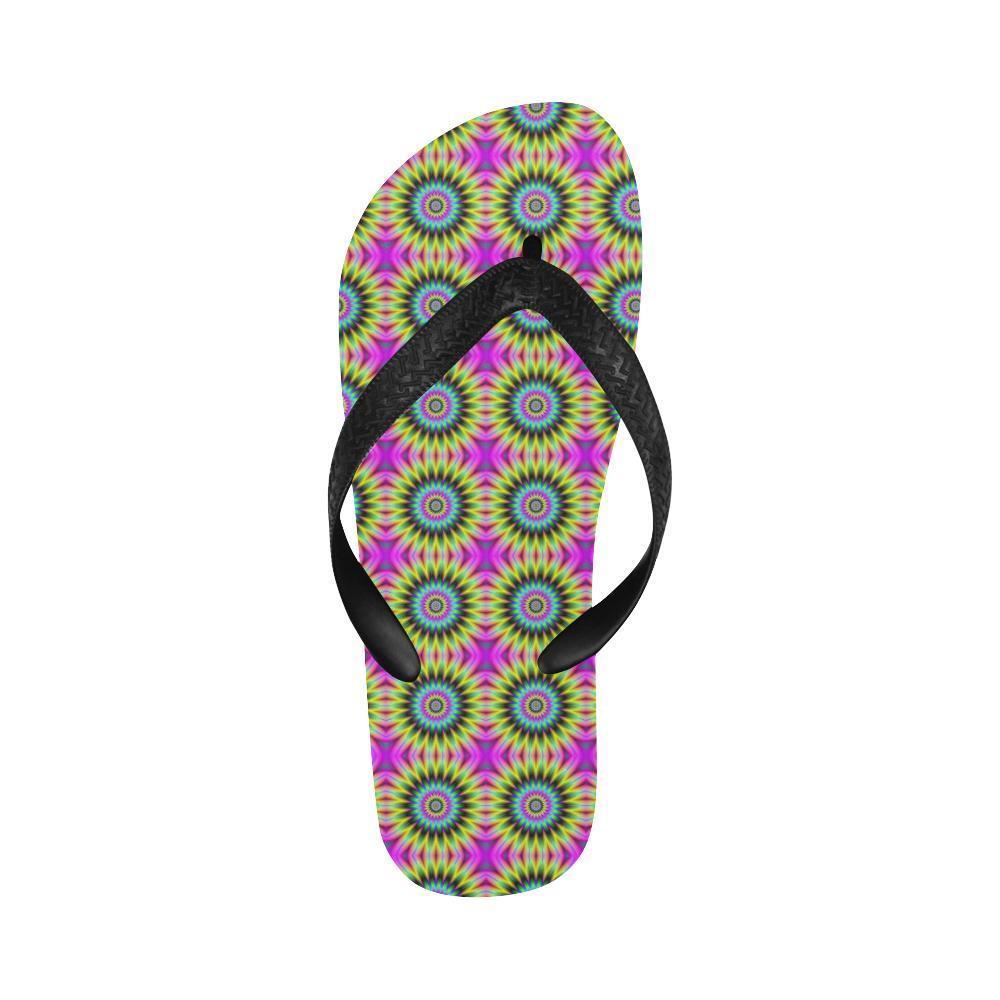 Optical illusion Flower Rainbow Style Flip Flops-JTAMIGO.COM