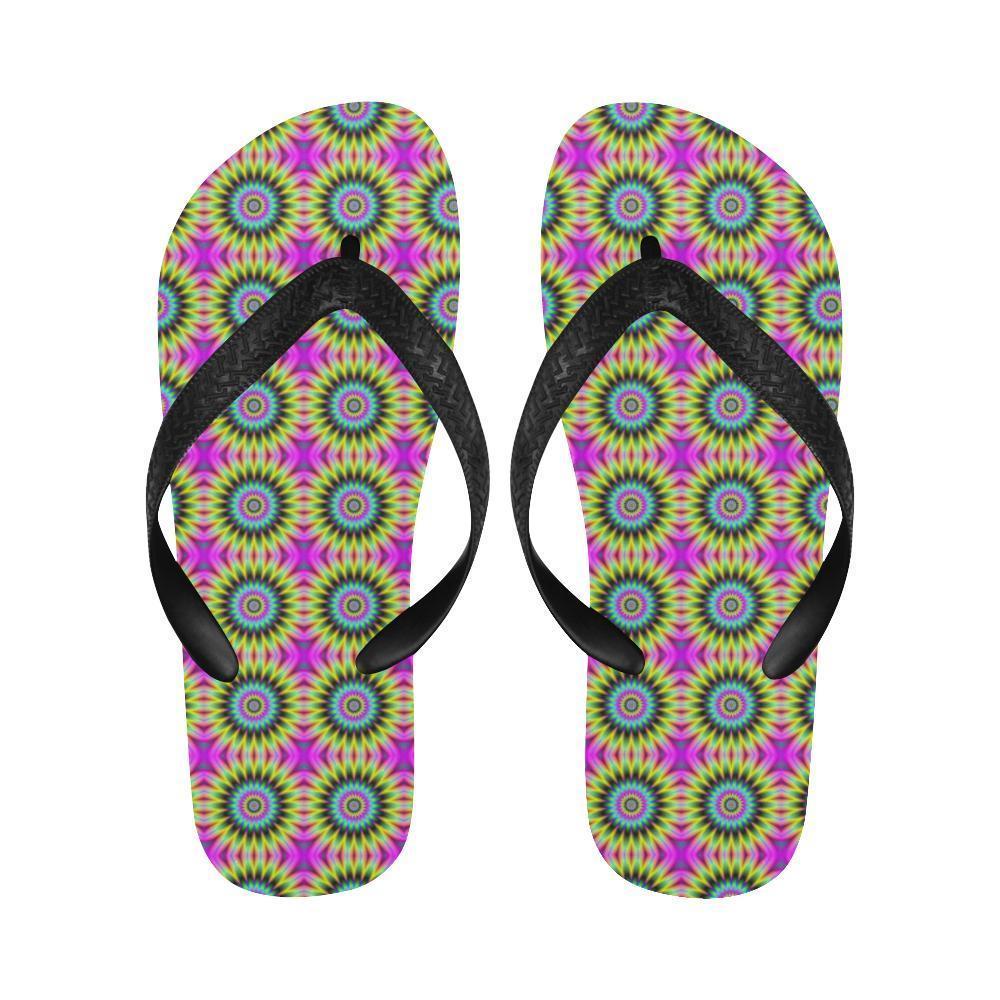 Optical illusion Flower Rainbow Style Flip Flops-JTAMIGO.COM