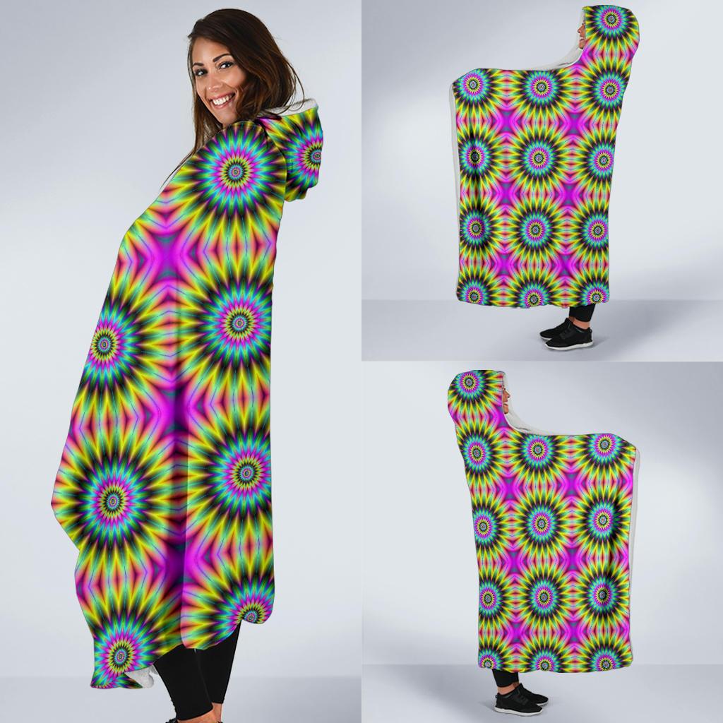 Optical illusion Flower Rainbow Style Hooded Blanket-JTAMIGO.COM
