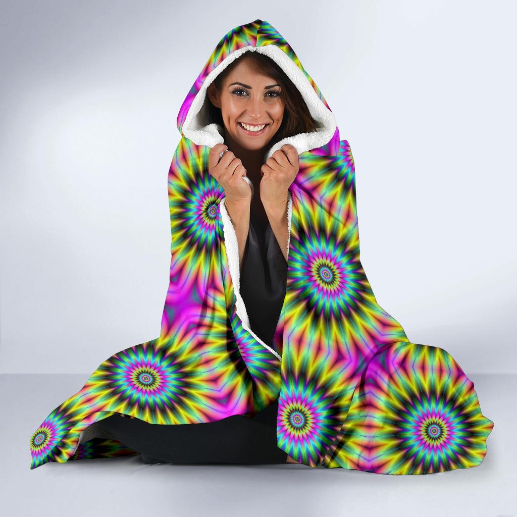 Optical illusion Flower Rainbow Style Hooded Blanket-JTAMIGO.COM