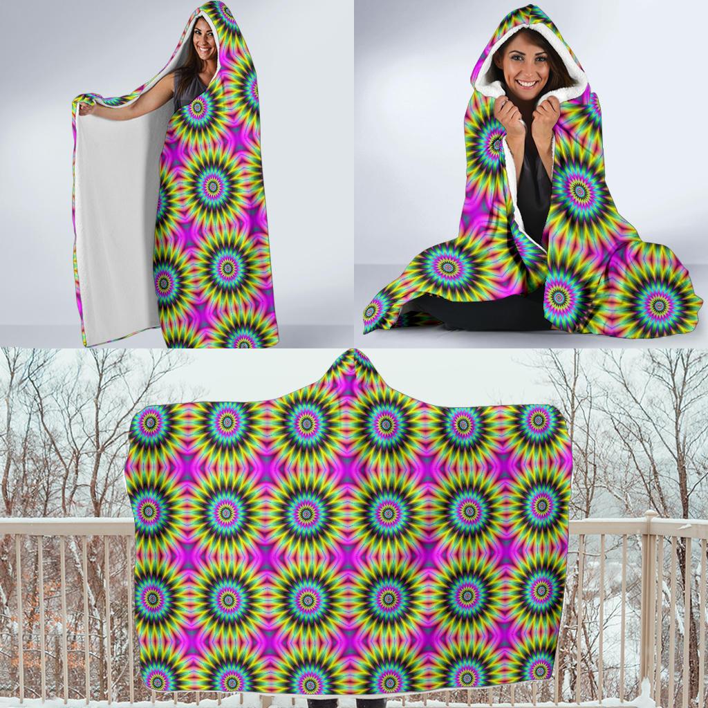 Optical illusion Flower Rainbow Style Hooded Blanket-JTAMIGO.COM