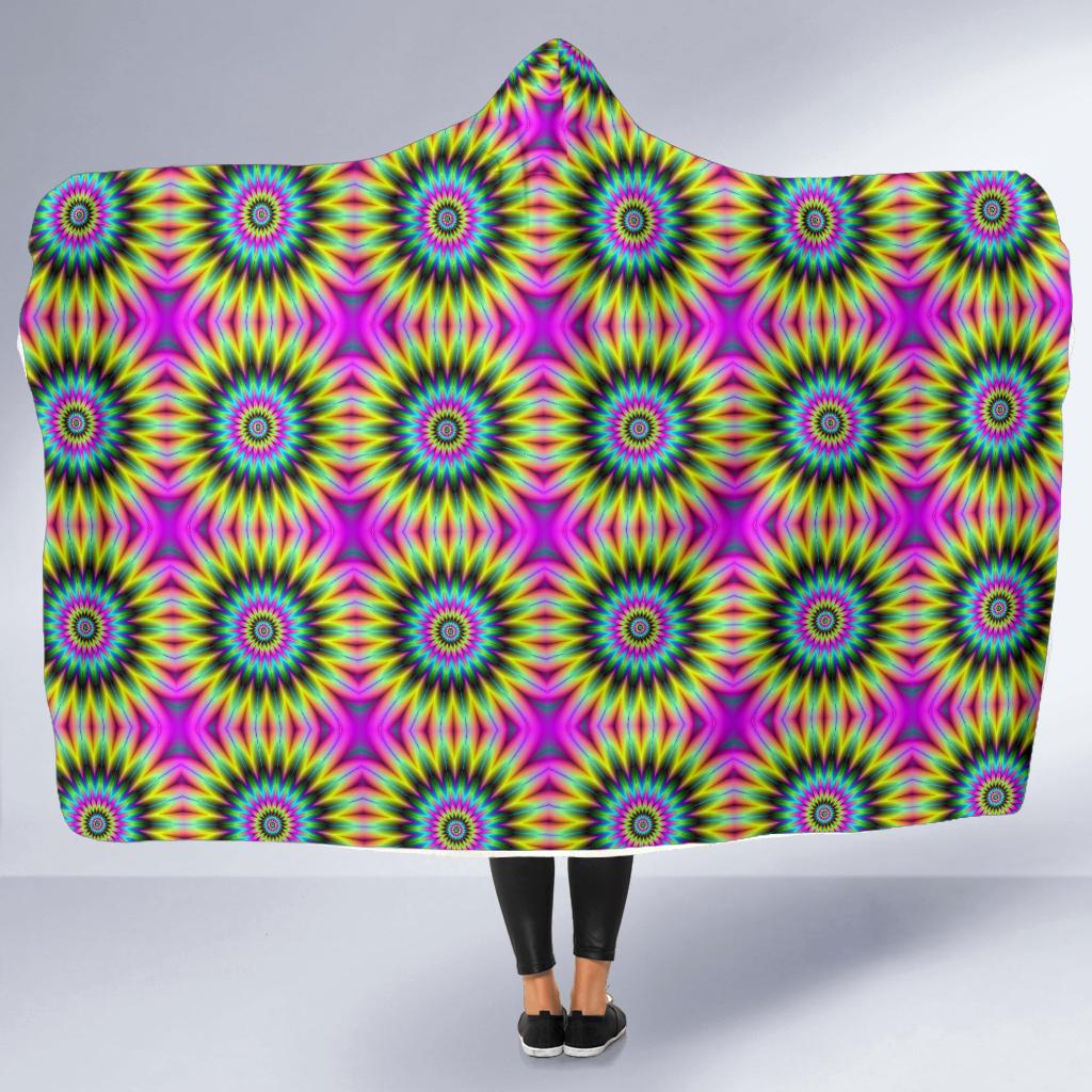 Optical illusion Flower Rainbow Style Hooded Blanket-JTAMIGO.COM