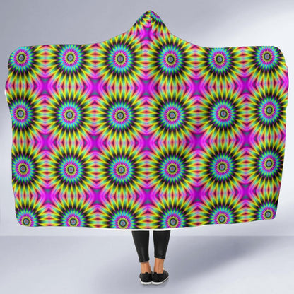 Optical illusion Flower Rainbow Style Hooded Blanket-JTAMIGO.COM
