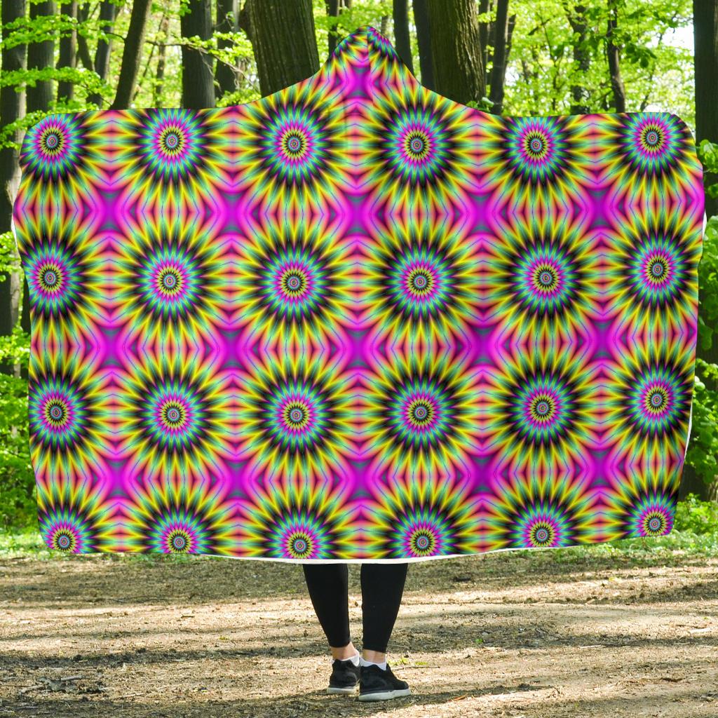 Optical illusion Flower Rainbow Style Hooded Blanket-JTAMIGO.COM