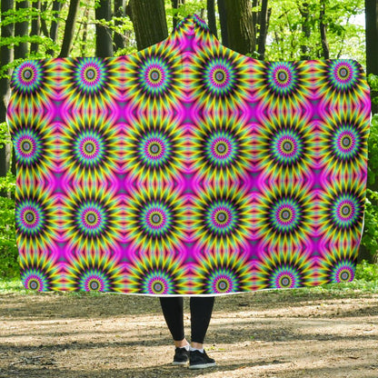 Optical illusion Flower Rainbow Style Hooded Blanket-JTAMIGO.COM