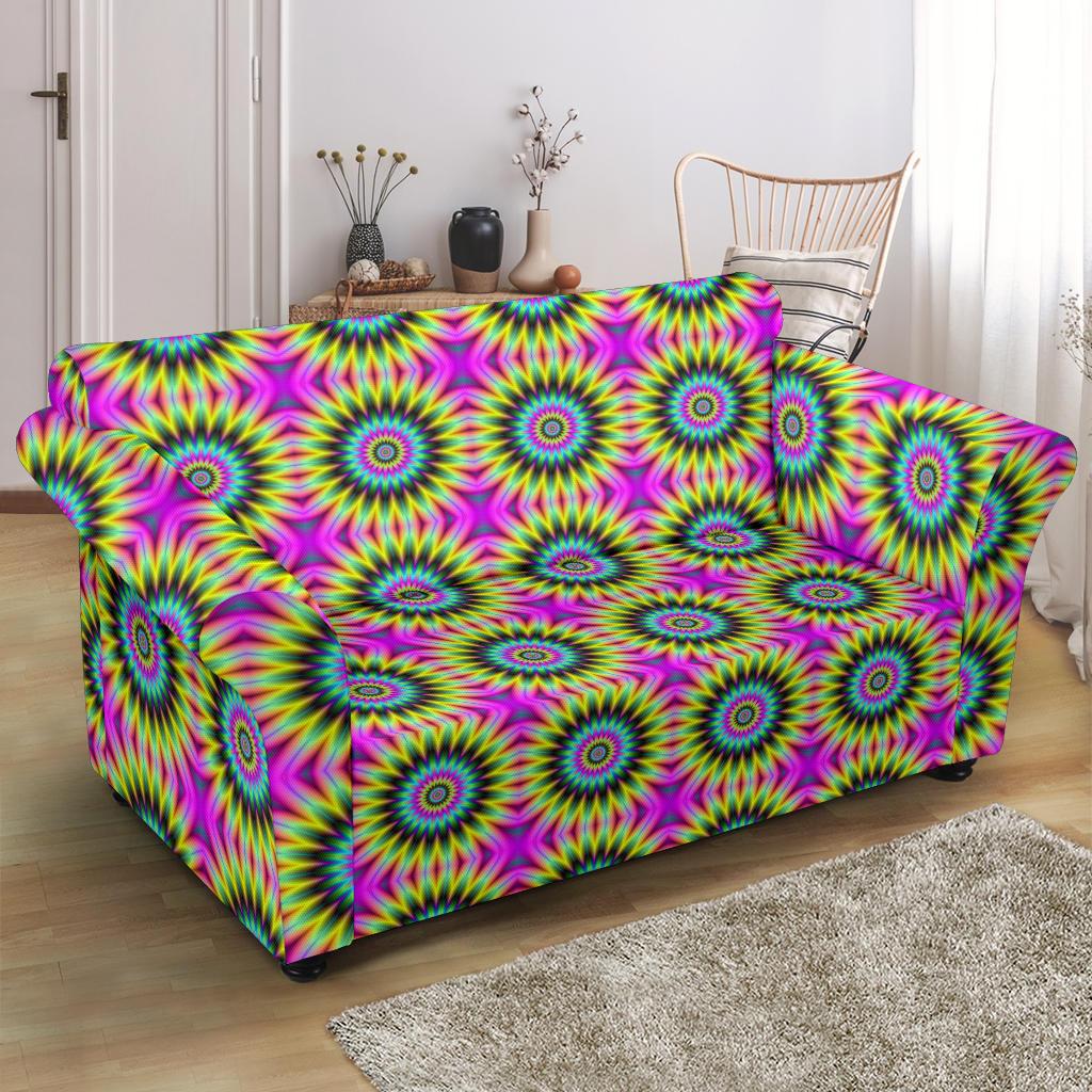 Optical illusion Flower Rainbow Style Loveseat Slipcover-JTAMIGO.COM