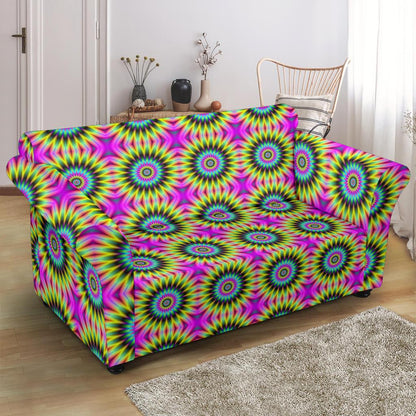 Optical illusion Flower Rainbow Style Loveseat Slipcover-JTAMIGO.COM
