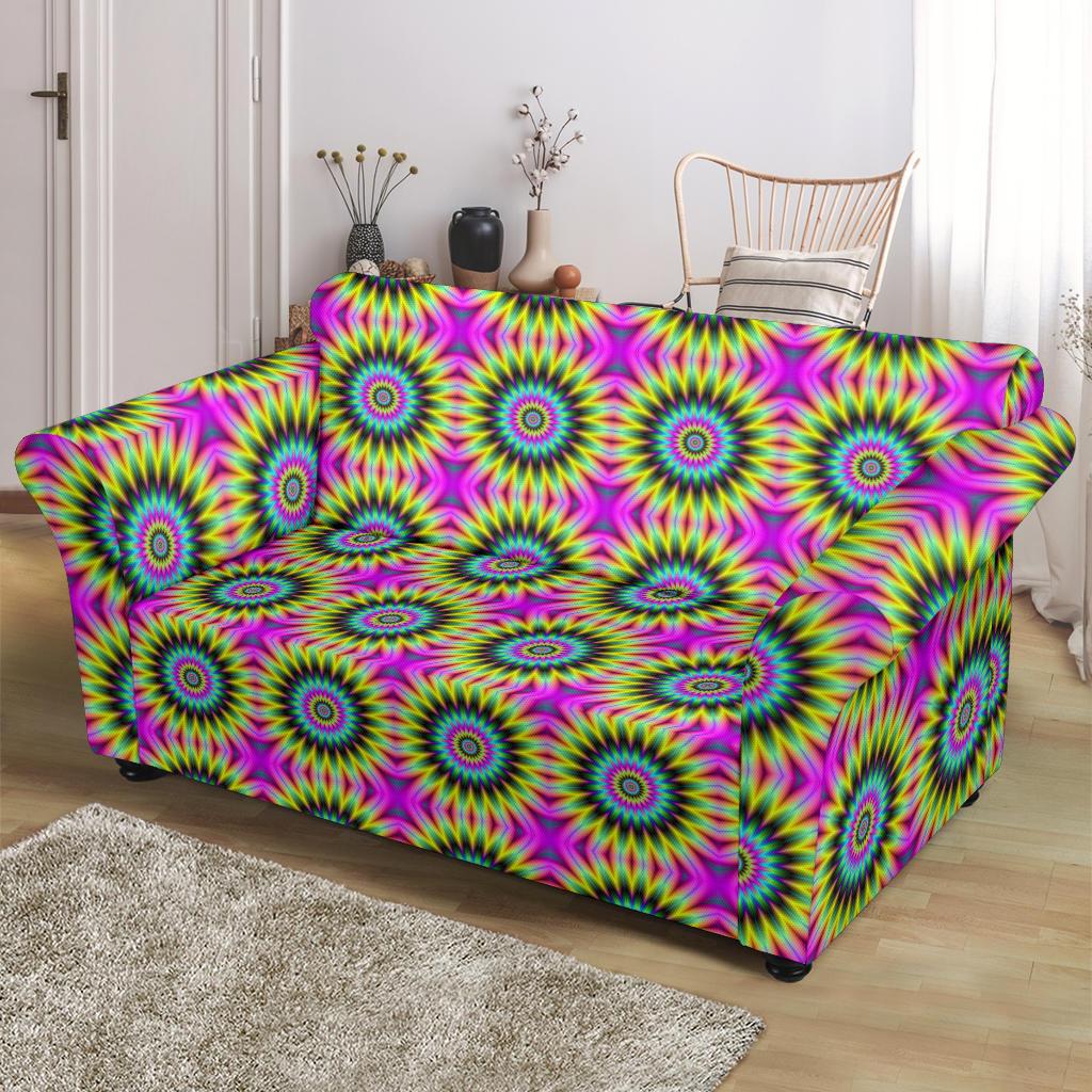 Optical illusion Flower Rainbow Style Loveseat Slipcover-JTAMIGO.COM