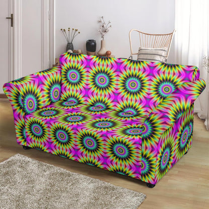 Optical illusion Flower Rainbow Style Loveseat Slipcover-JTAMIGO.COM