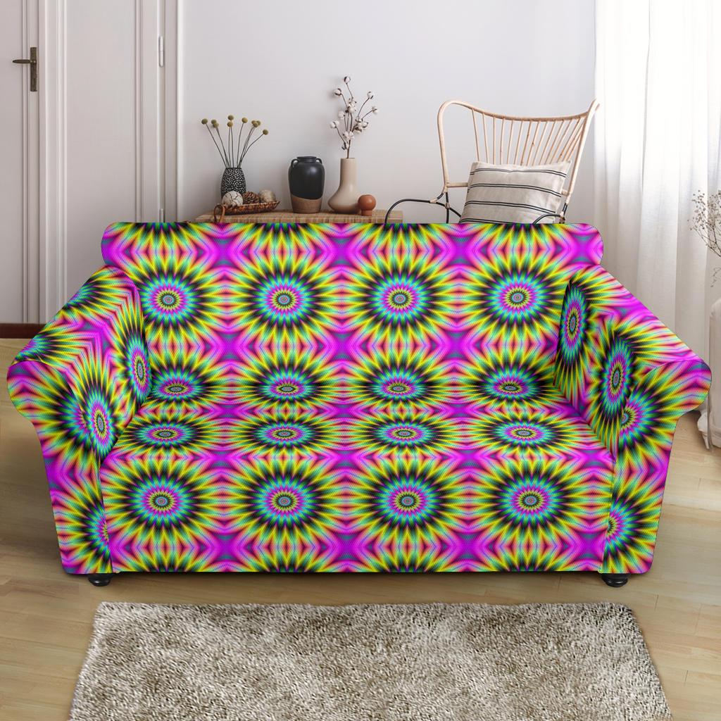 Optical illusion Flower Rainbow Style Loveseat Slipcover-JTAMIGO.COM