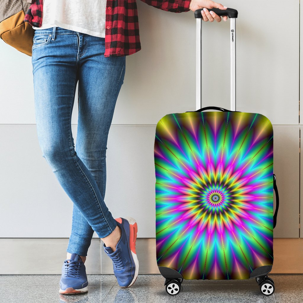 Optical Illusion Flower Rainbow Style Luggage Cover Protector