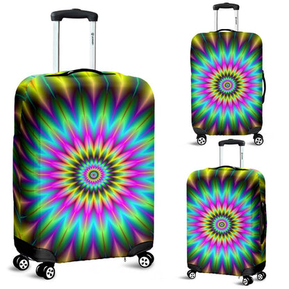 Optical Illusion Flower Rainbow Style Luggage Cover Protector