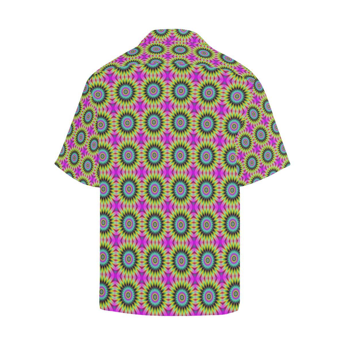 Optical illusion Flower Rainbow Style Men Aloha Hawaiian Shirt