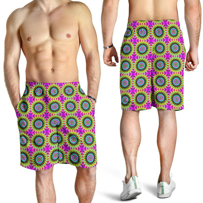 Optical illusion Flower Rainbow Style Mens Shorts-JTAMIGO.COM