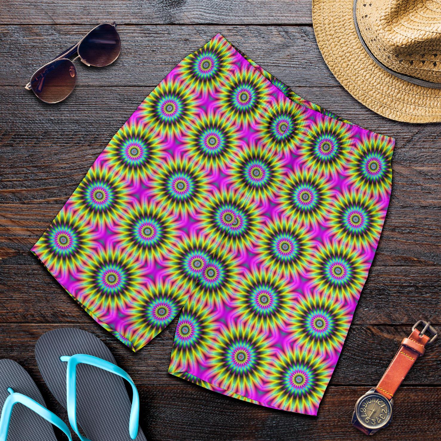 Optical illusion Flower Rainbow Style Mens Shorts-JTAMIGO.COM