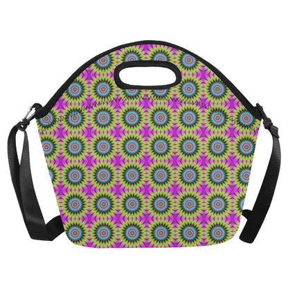 Optical illusion Flower Rainbow Style Neoprene Lunch Bag (Model 1669)(Large)-JTAMIGO.COM