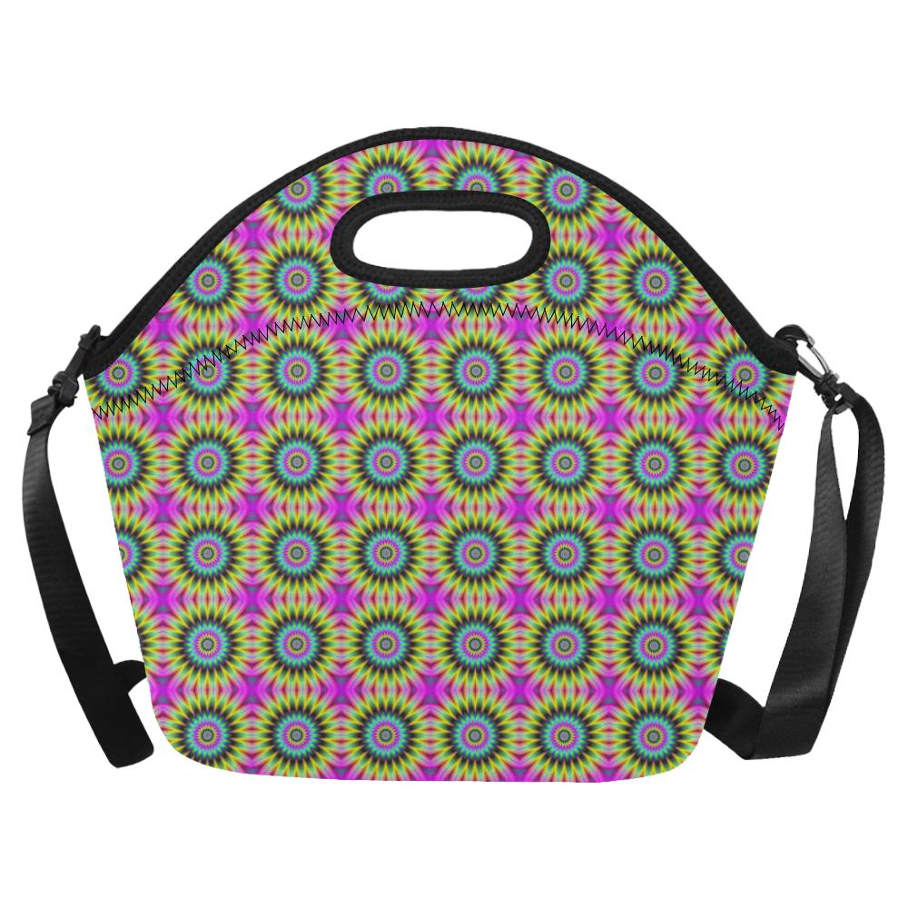 Optical illusion Flower Rainbow Style Neoprene Lunch Bag (Model 1669)(Large)-JTAMIGO.COM