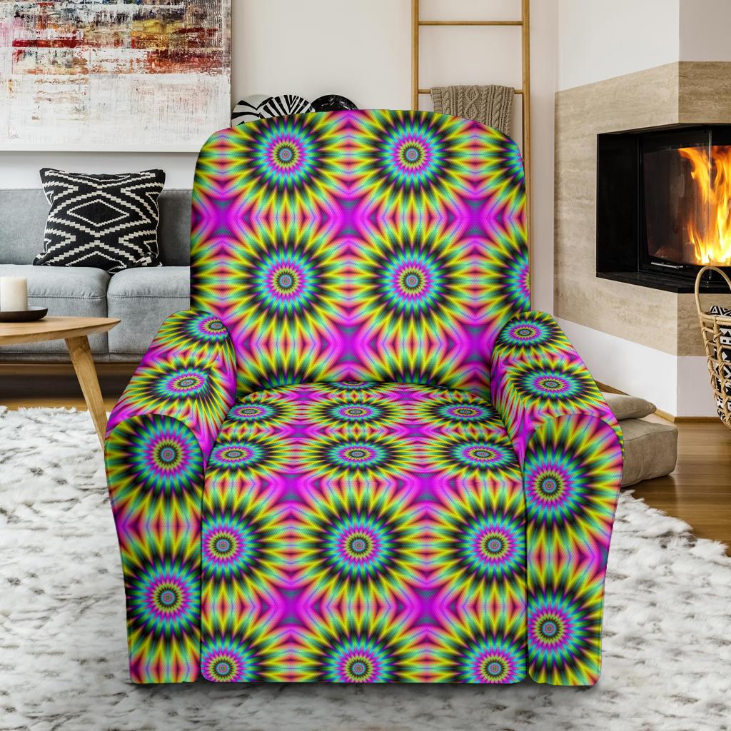 Optical illusion Flower Rainbow Style Single Sofa Slipcover -JTAMIGO.COM