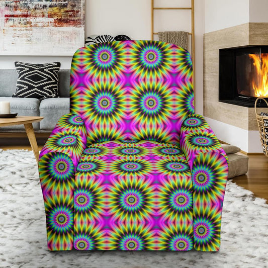 Optical illusion Flower Rainbow Style Single Sofa Slipcover -JTAMIGO.COM