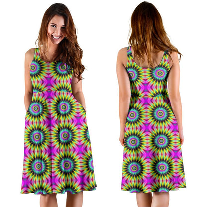 Optical illusion Flower Rainbow Style Sleeveless Dress