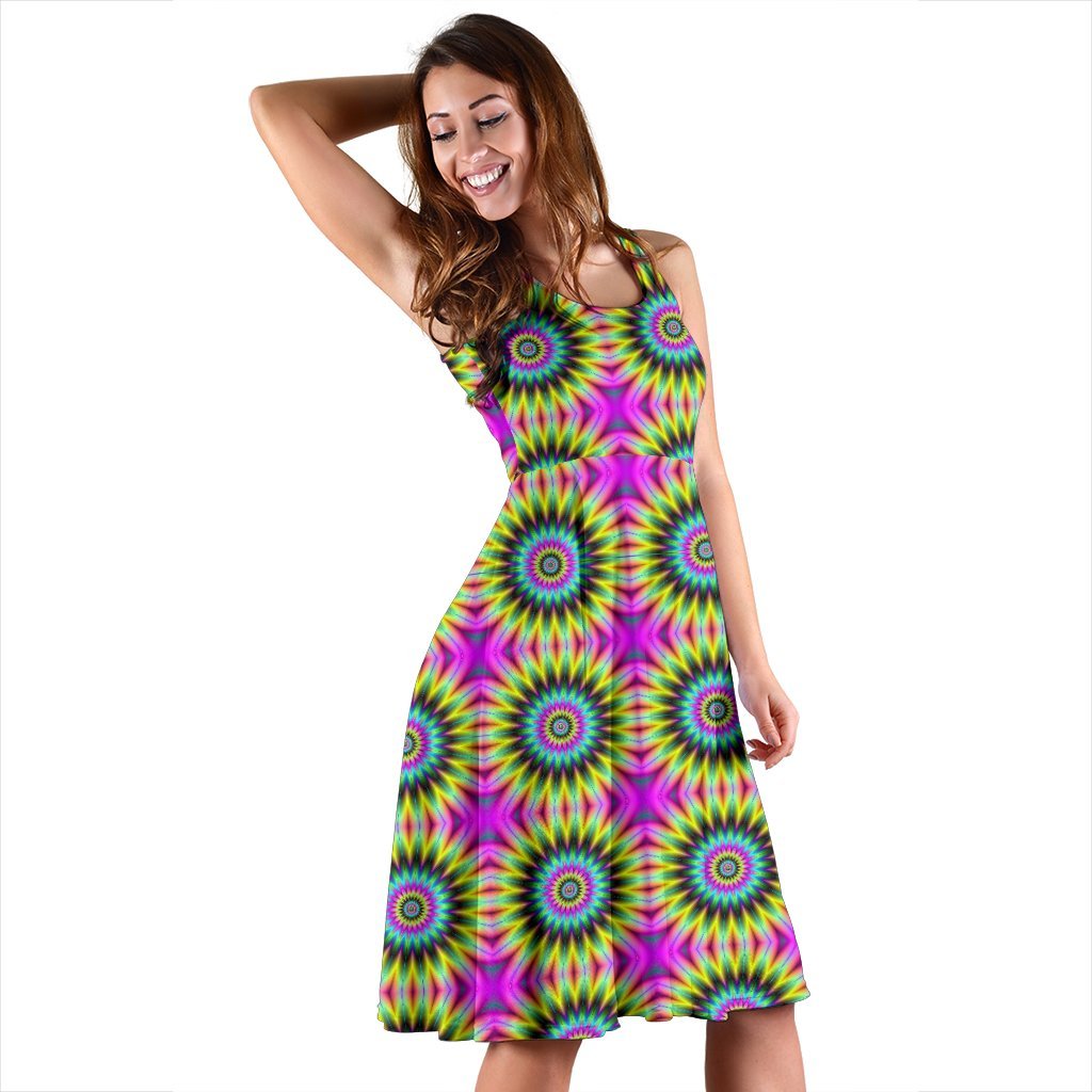 Optical illusion Flower Rainbow Style Sleeveless Dress