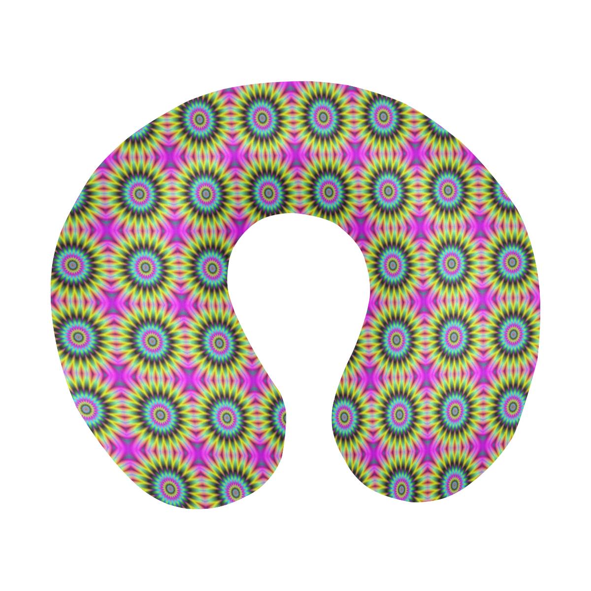 Optical illusion Flower Rainbow Style U-Shaped Travel Neck Pillow-JTAMIGO.COM