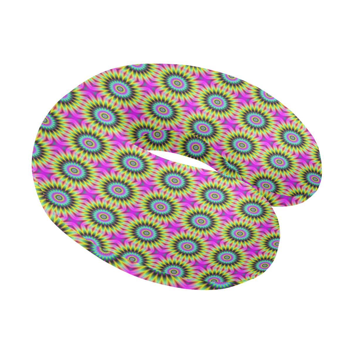 Optical illusion Flower Rainbow Style U-Shaped Travel Neck Pillow-JTAMIGO.COM