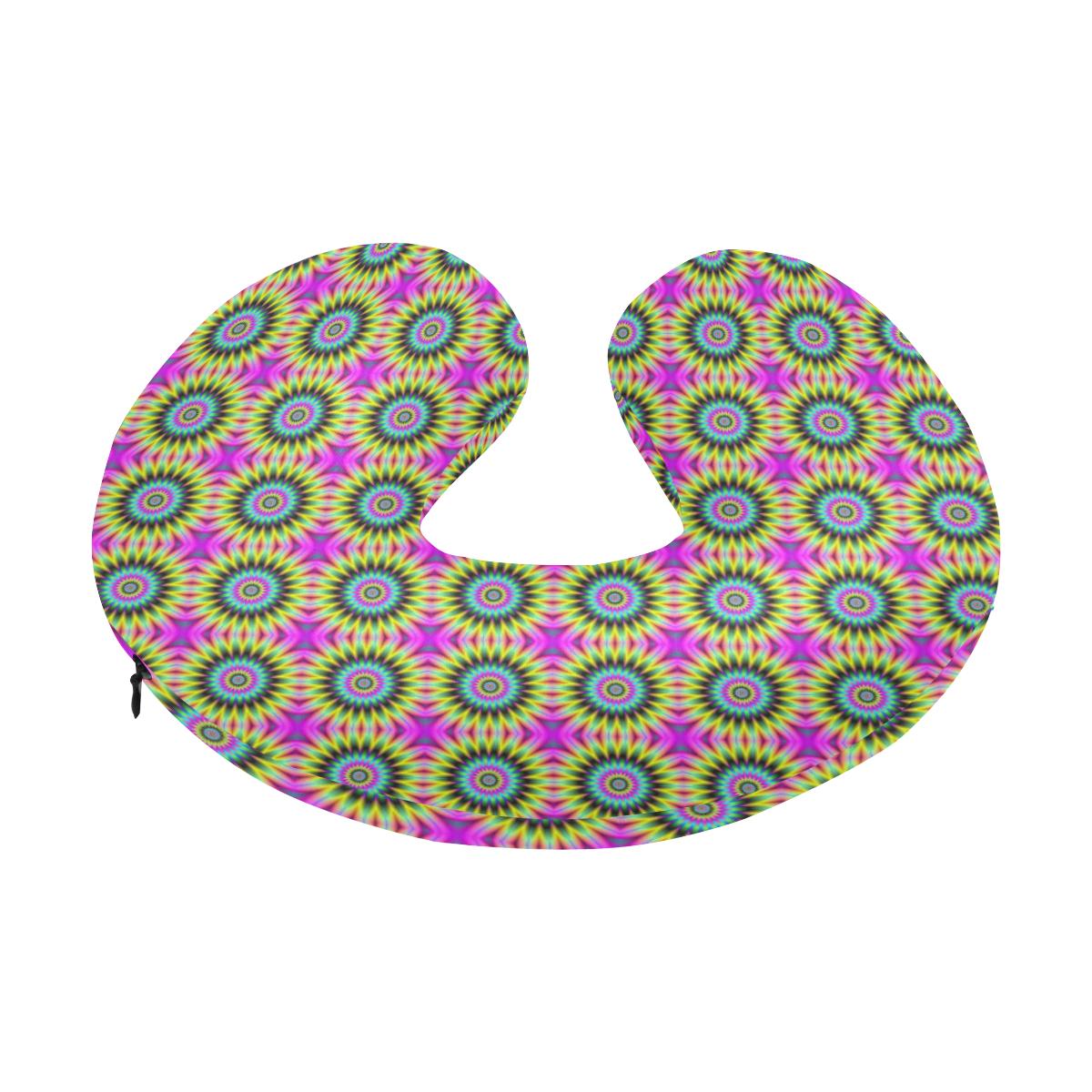 Optical illusion Flower Rainbow Style U-Shaped Travel Neck Pillow-JTAMIGO.COM