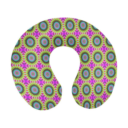 Optical illusion Flower Rainbow Style U-Shaped Travel Neck Pillow-JTAMIGO.COM