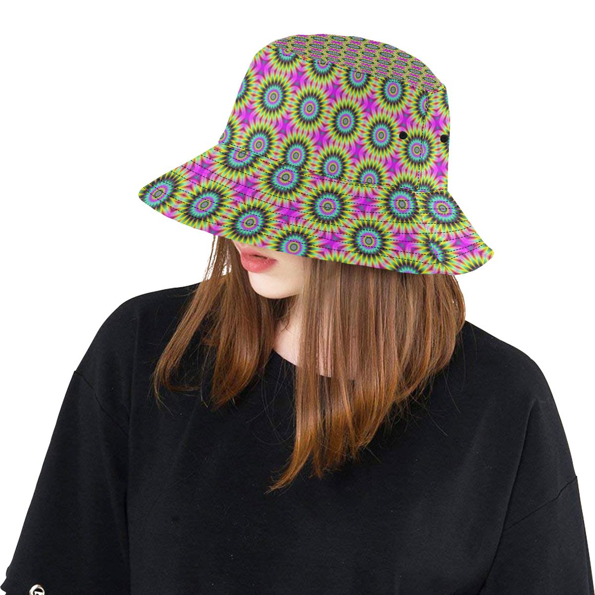 Optical illusion Flower Rainbow Style Unisex Bucket Hat