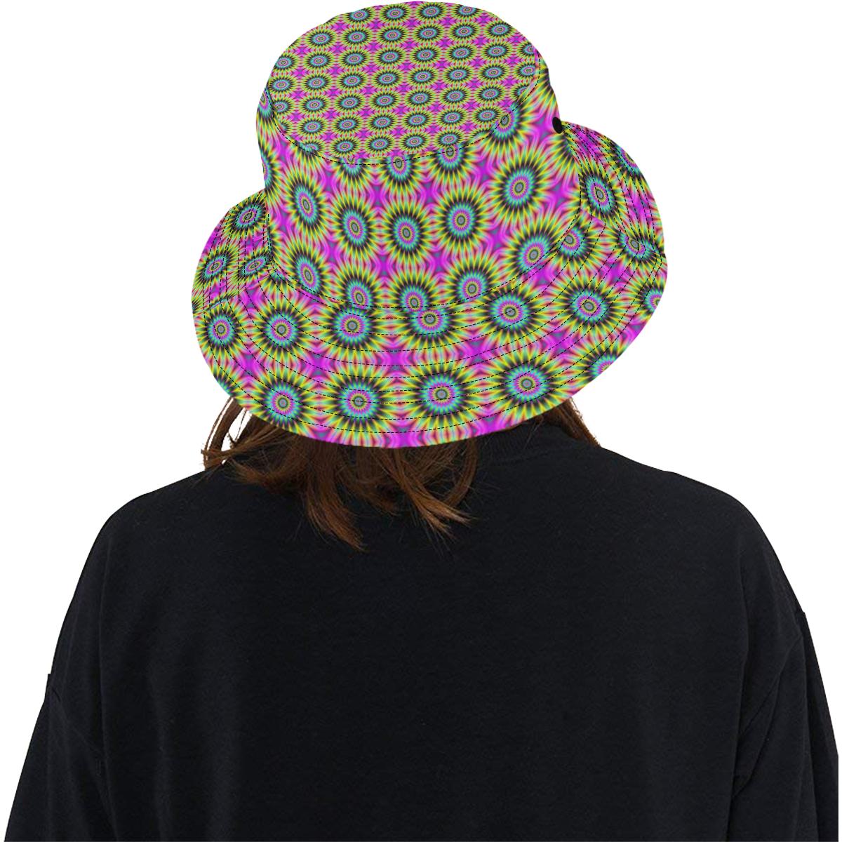 Optical illusion Flower Rainbow Style Unisex Bucket Hat