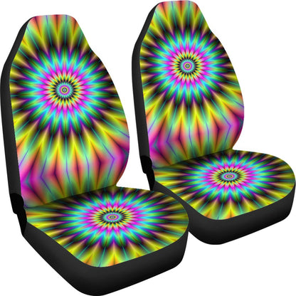 Optical illusion Flower Rainbow Style Universal Fit Car Seat Covers