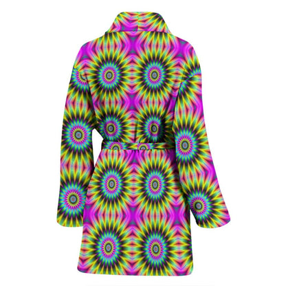 Optical illusion Flower Rainbow Style Women Bath Robe-JTAMIGO.COM