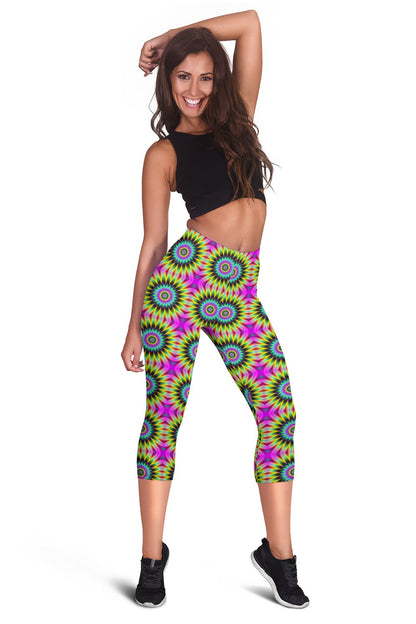 Optical illusion Flower Rainbow Style Women Capris