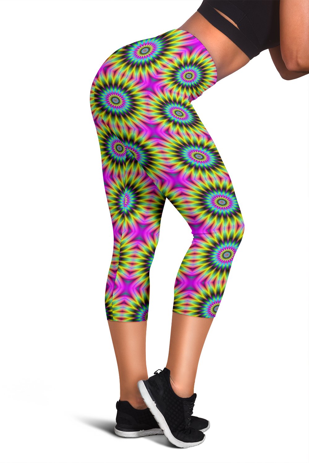 Optical illusion Flower Rainbow Style Women Capris