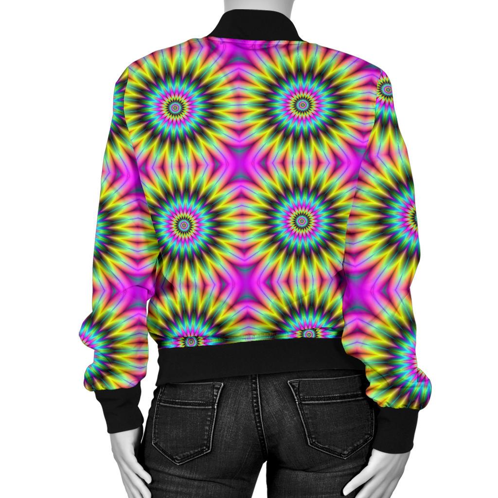 Optical illusion Flower Rainbow Style Women Casual Bomber Jacket